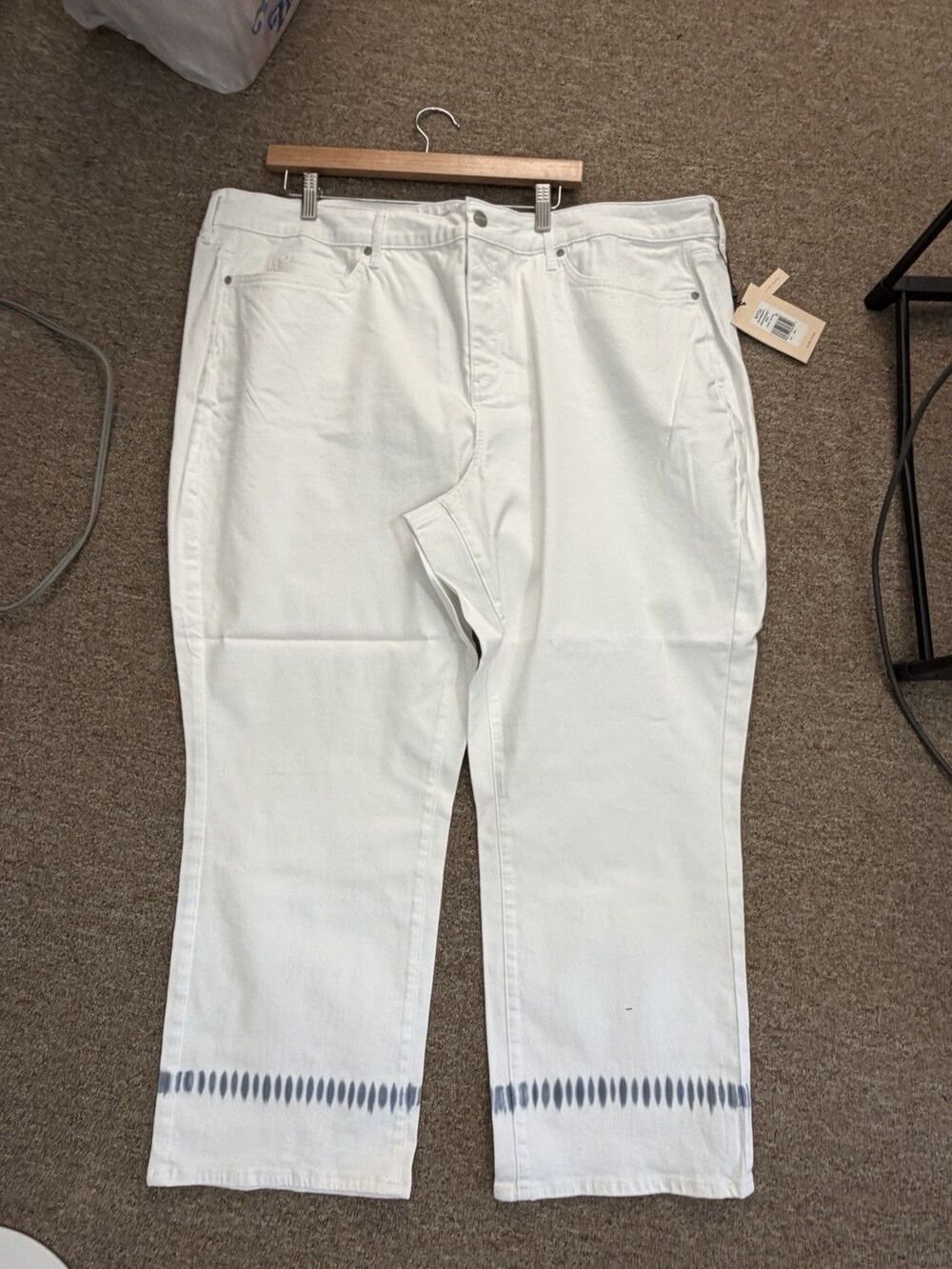 NYDJ Marilyn Straight Ankle Jeans 26W White Wave Tie Dye Lift Tuck - Picture 8 of 9